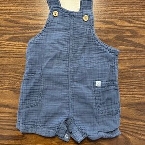 Little Planet Gauze Shortalls- Slate Blue- 18 Months